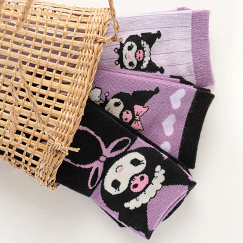 4 Pairs of High-Quality Cartoon Anime Character Kuromi Pattern Women's