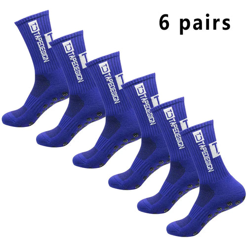 6 pairs of football socks sports socks men's mid-calf socks silicone