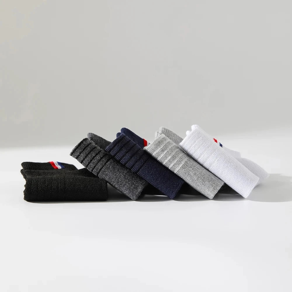 5 Pairs Thin Summer Boat Socks Solid Color Men's Casual Socks