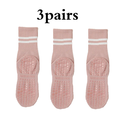 1 pair of yoga socks, medium tube socks, non slip silicone indoor