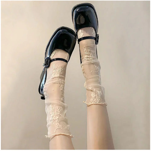 1/2 Pairs Thin Socks Women Summer Ultra Breathable Transparent Lace