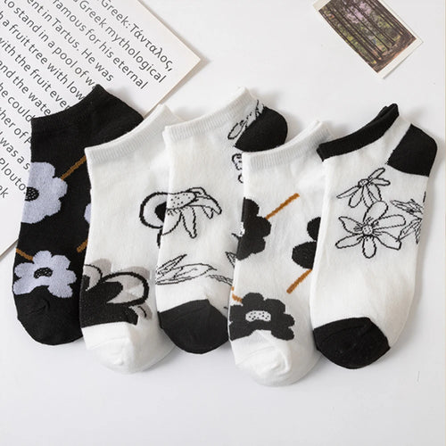 5 Pairs Avocado Crew Ankle Socks Cartoon Fresh Fashion Breathable