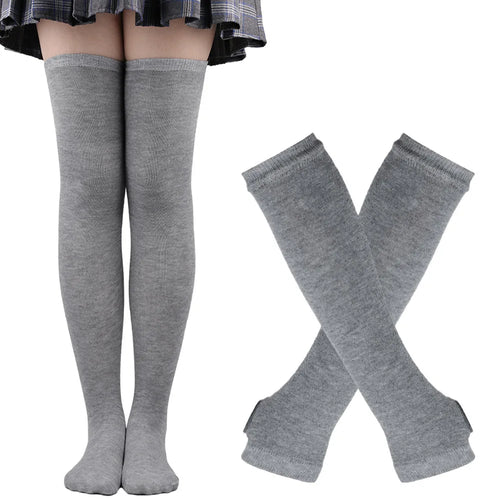1 Set Women Girls Over Knee Long Stripe Printed Thigh High Cotton