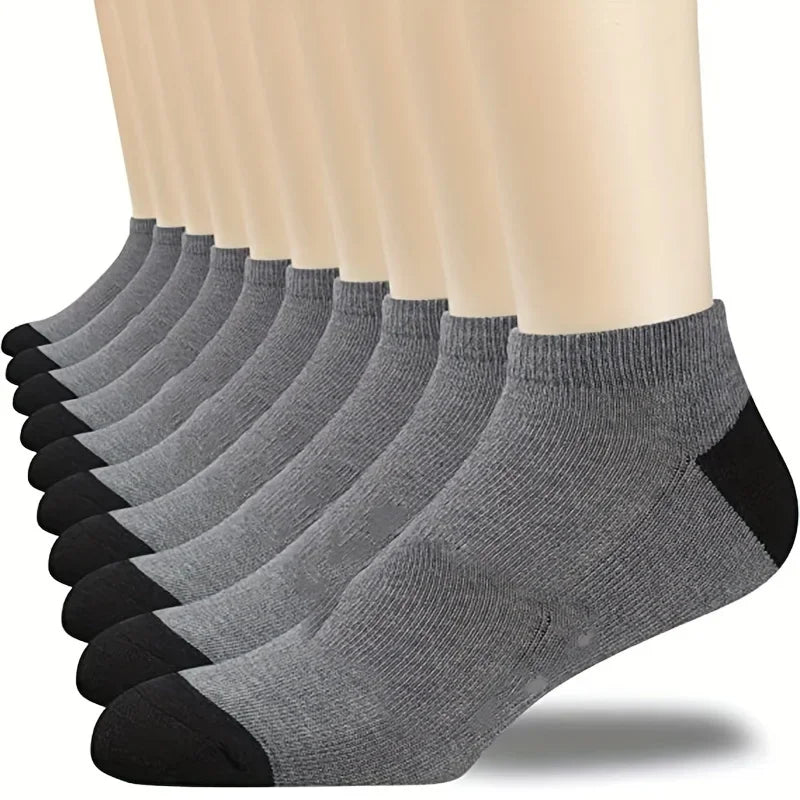 10/20/30pairs Men's Color Block Boat Socks, Fashion Breathable Comfy