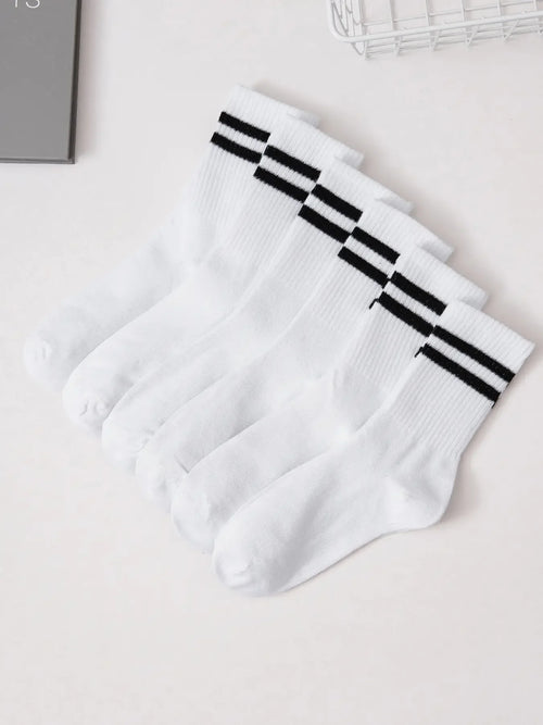 6 Pairs Popular Parallel Bars Socks Men's Business Sports