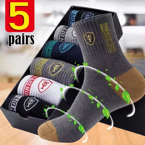 10pairs Breathable Cotton Sports Stockings Men Bamboo Fiber Autumn and