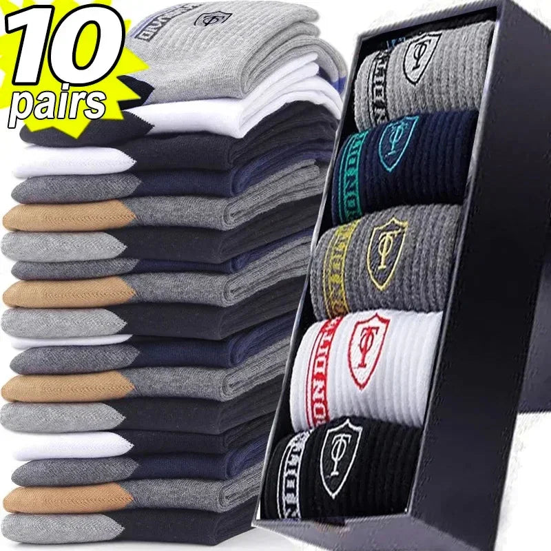 10pairs Breathable Cotton Sports Stockings Men Bamboo Fiber Autumn and