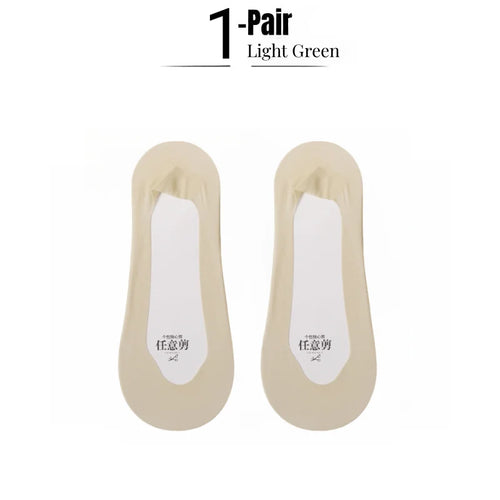 1/5 Pairs Women's No Show Socks, Ice Silk Invisible Anti-Slip
