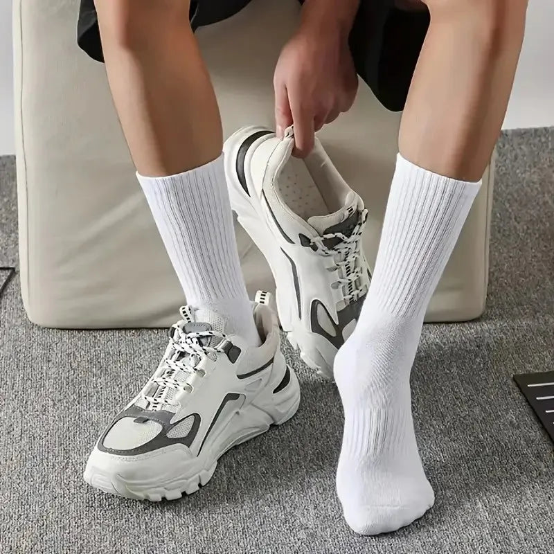 5/10/20 Pairs Neutral Solid Color Round Neck Socks Spring Autumn Sweat