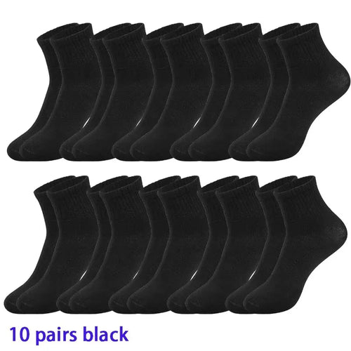 4/5/8/10/20 Pairs of MEN'S AND WOMEN'S Black Cotton Business Mid