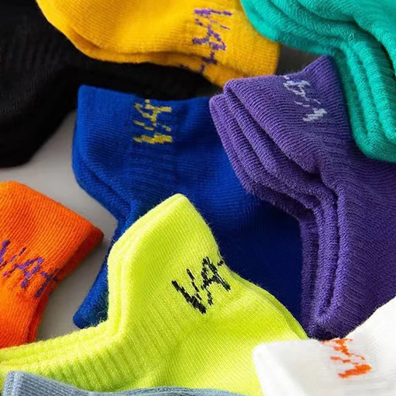 5 Pairs Men Bright Colored Ankle Socks Breathability Fashionable