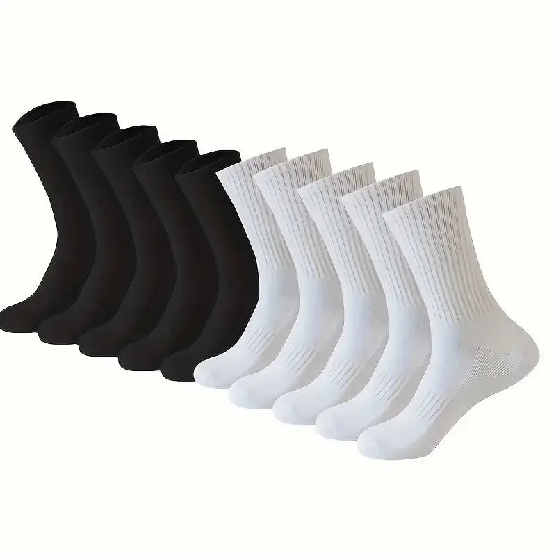 5/10/20 Pairs Neutral Solid Color Round Neck Socks Spring Autumn Sweat