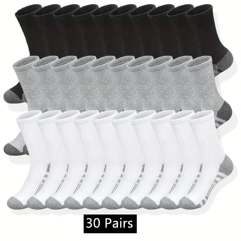 10/20/30 Pairs Men's Classic Crew Socks Unisex Sports Socks for Men