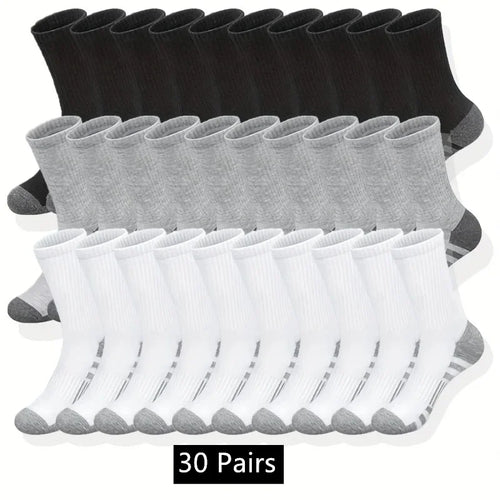 10/20/30 Pairs Men's Classic Crew Socks Unisex Sports Socks for Men