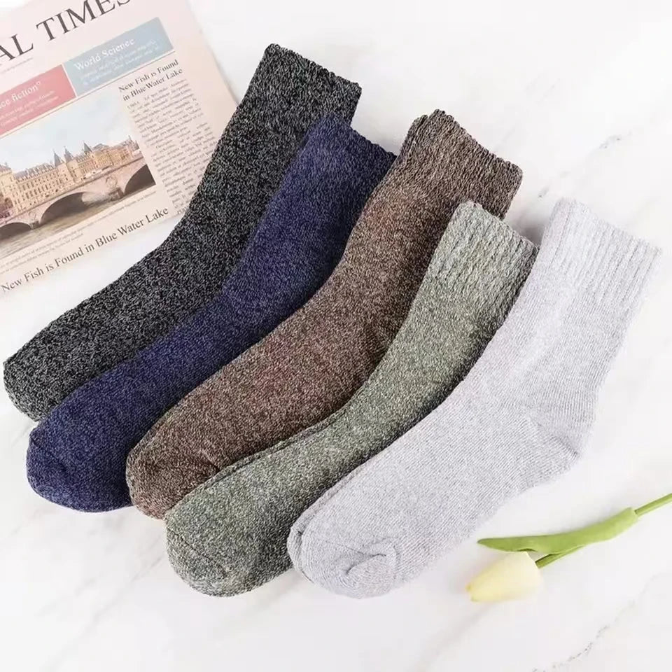 5 Pairs Autumn Winter Men Thicken Wool Socks Women Towel Keep Warm
