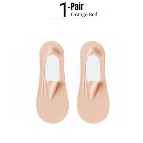 1/5 Pairs Women's No Show Socks, Ice Silk Invisible Anti-Slip