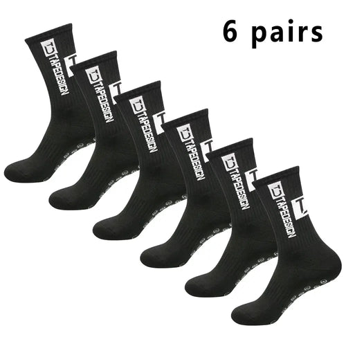 6 pairs of football socks sports socks men's mid-calf socks silicone