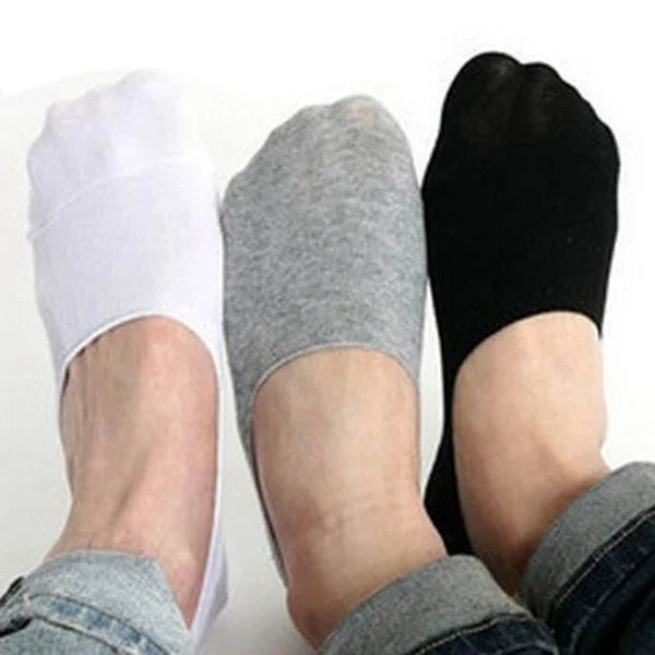 5Pairs Men Boat Cotton Socks Summer Autumn Non-slip Silicone Invisible