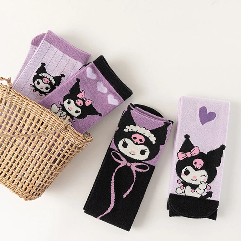 4 Pairs of High-Quality Cartoon Anime Character Kuromi Pattern Women's