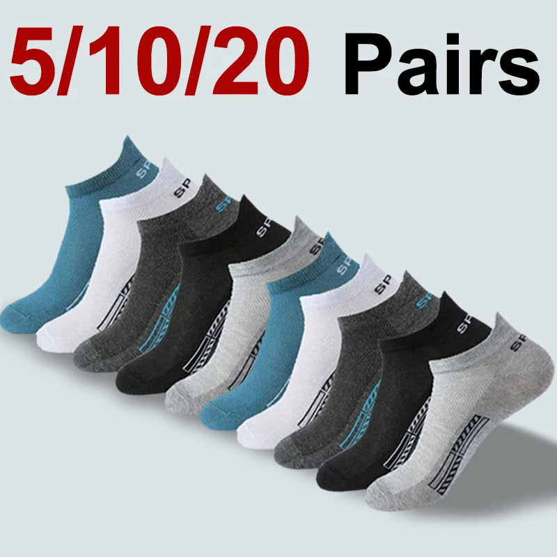 5/10/20 Pairs Men Short Socks Trendy High-Quality Low Cut Round Neck