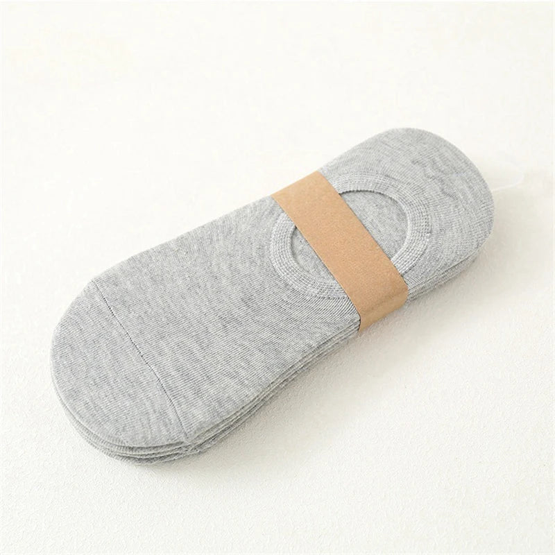 2/3/5Pair Fashion Happy Boat Socks Non-slip Silicone Invisible Cotton