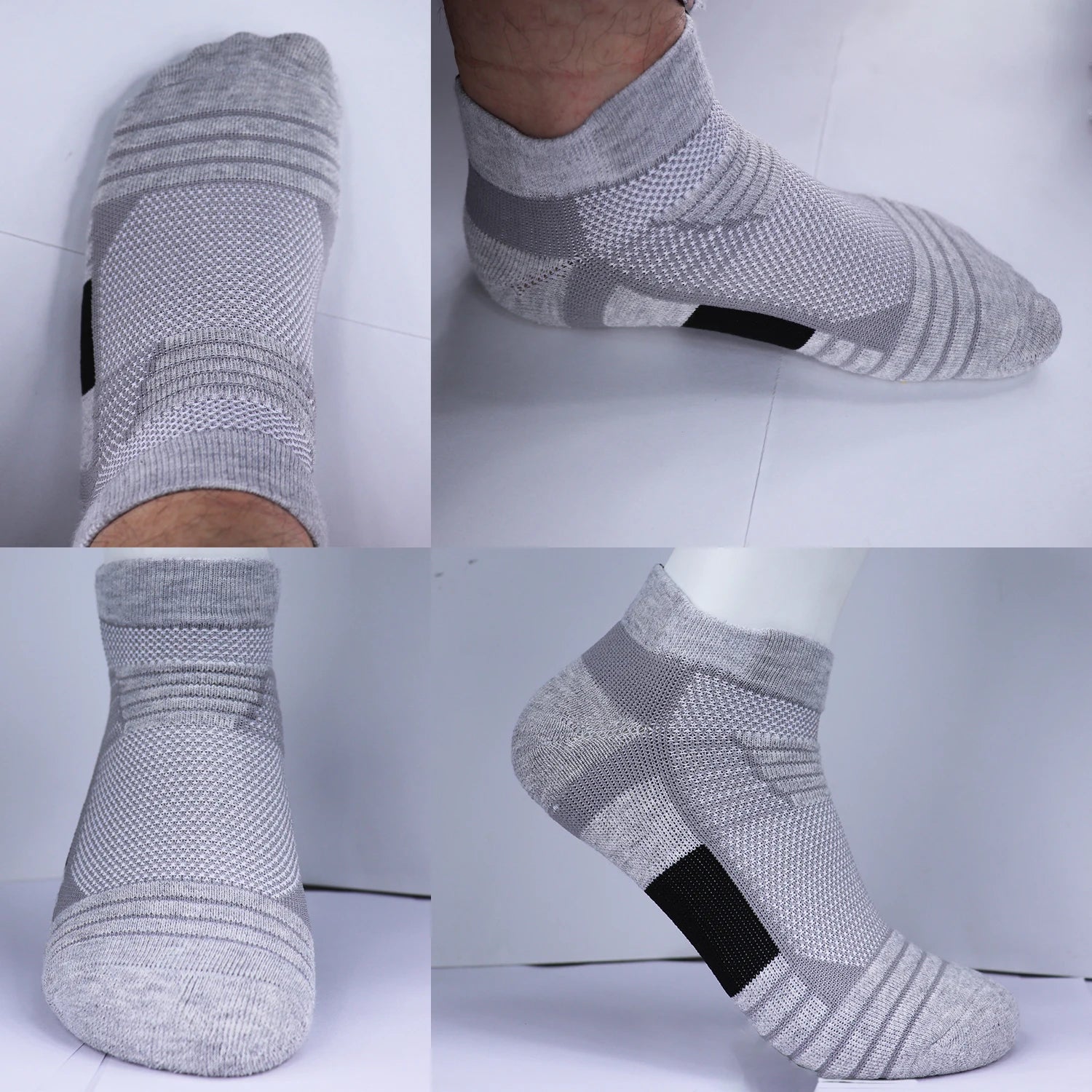3 Pairs Mesh Sports Terry Socks Cushioned Moisture-managing And