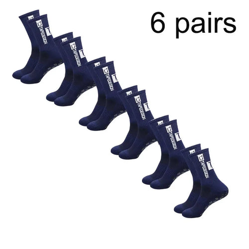 6 pairs of football socks sports socks men's mid-calf socks silicone