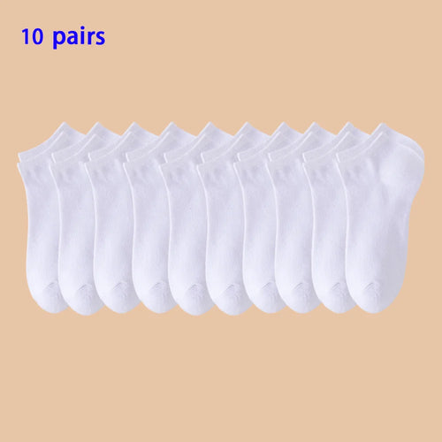 10 Pairs of Men's/women's Boat Socks, Plain Color, Anti Odor, Summer