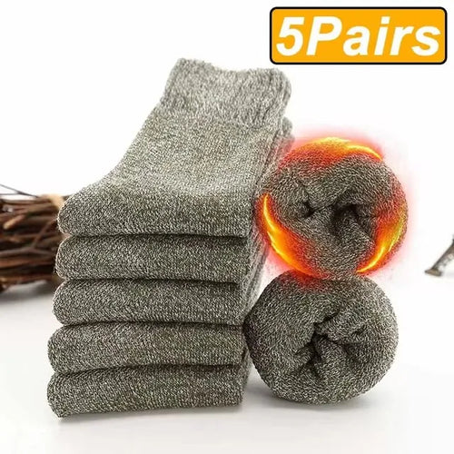 5 Pairs Autumn Winter Men Thicken Wool Socks Women Towel Keep Warm