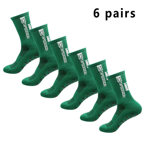 6 pairs of football socks sports socks men's mid-calf socks silicone