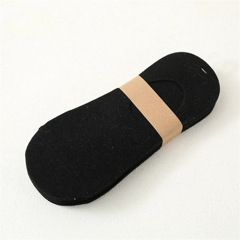 2/3/5Pair Fashion Happy Boat Socks Non-slip Silicone Invisible Cotton