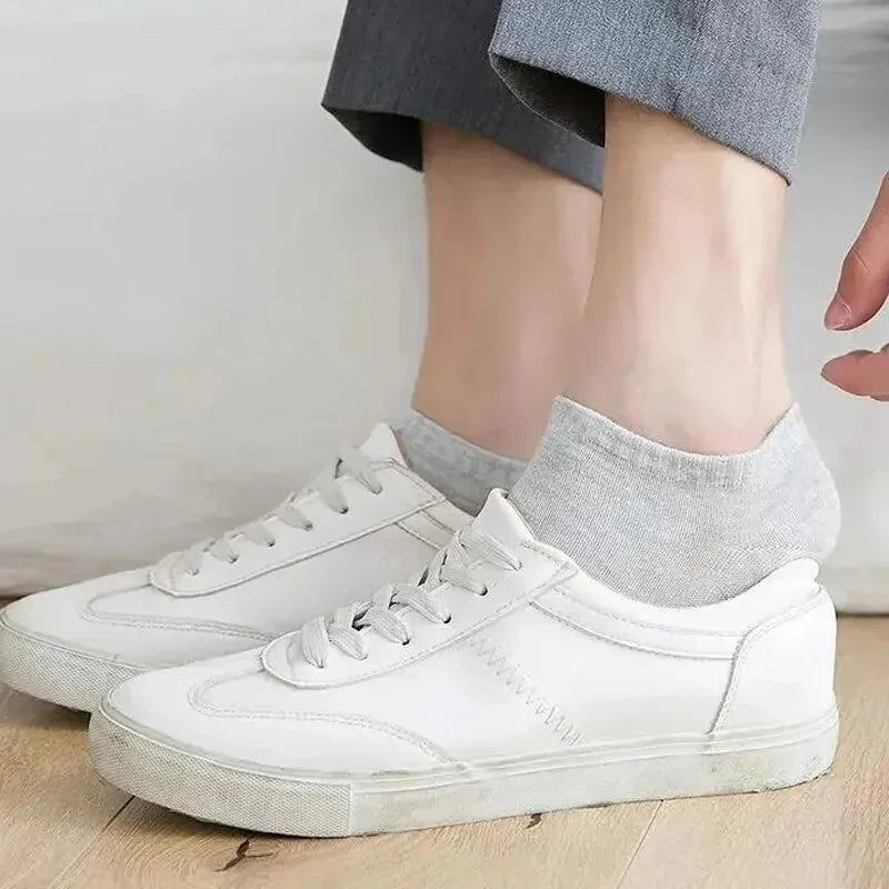 10 Pairs Men's Polyester Boat Socks New Style Black White Grey