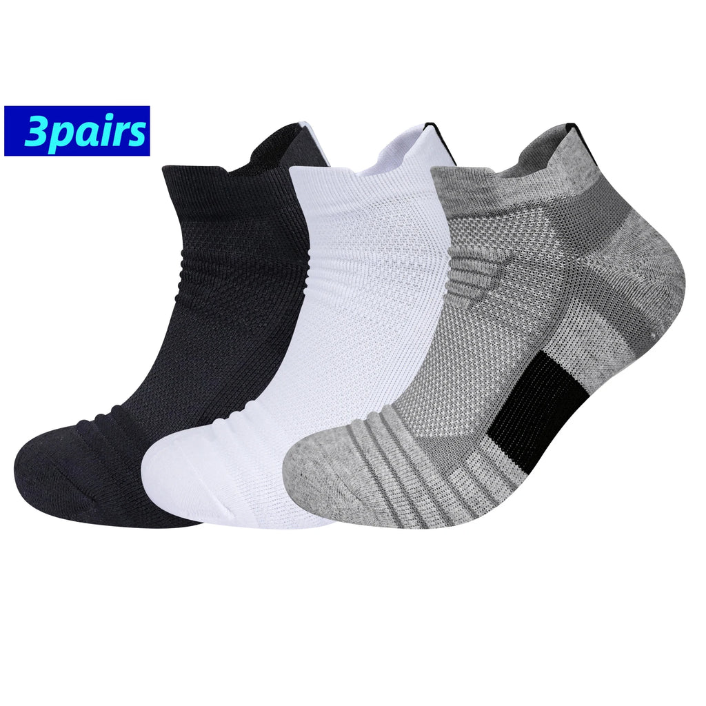 3 Pairs Mesh Sports Terry Socks Cushioned Moisture-managing And