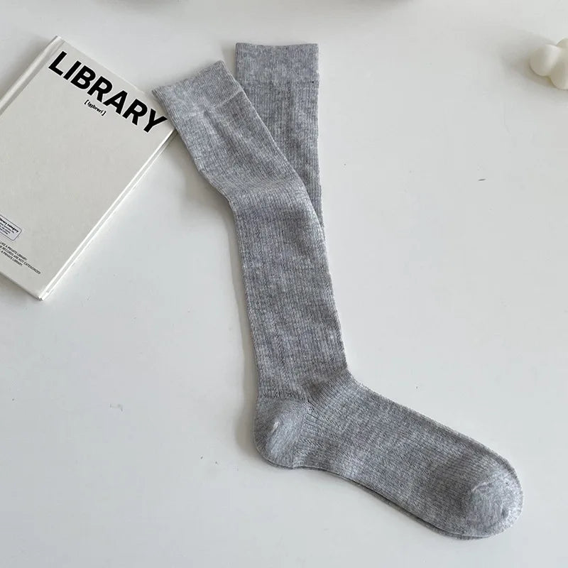 Balletcore Calf Socks Women's Mid-calf Socks White Black Scrunched