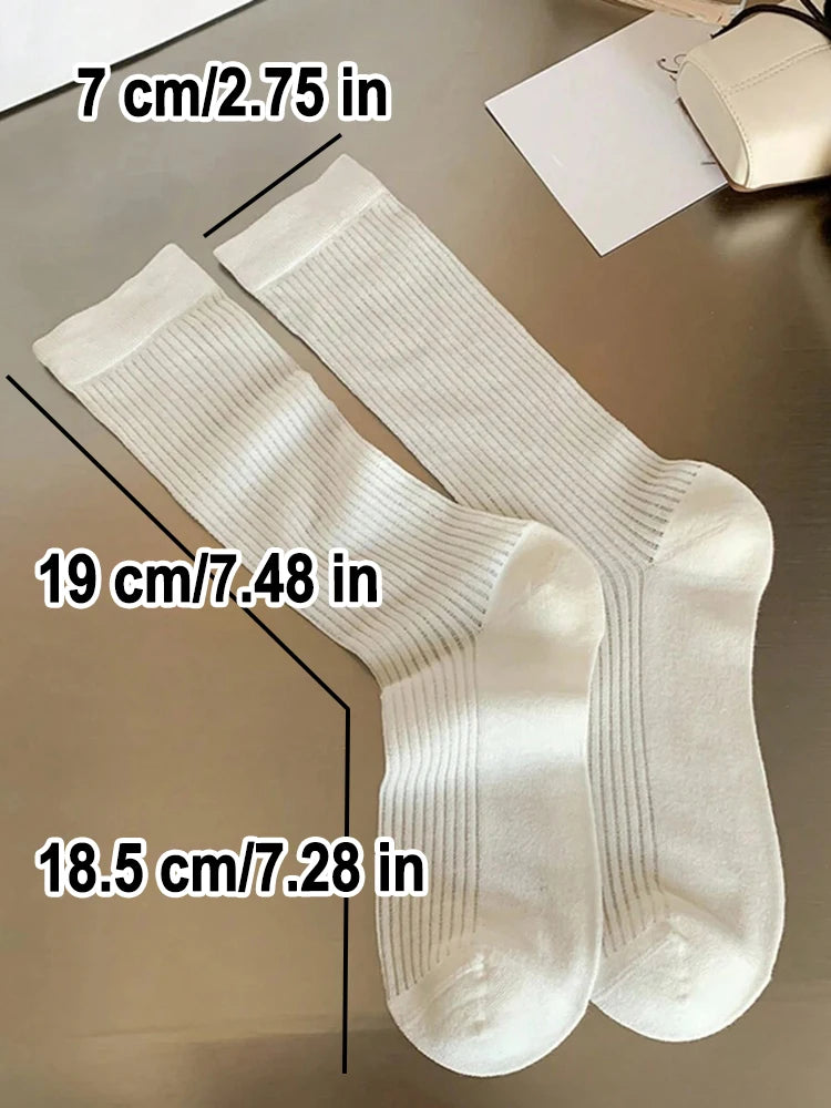 4 Pairs Women Mid To Small Leg Socks Knee High Socks Socks Black White