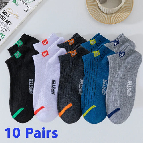 5 Pairs Men Short Socks With Versatile Letters High-Quality Breathable