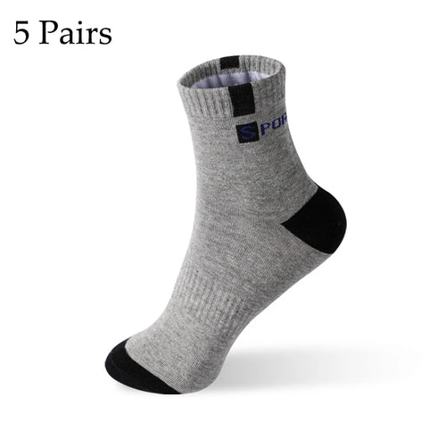 5 Pairs Cotton Sock for Men Sport Breathable Soft Letter Fashion
