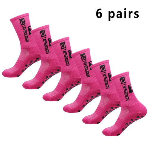 6 pairs of football socks sports socks men's mid-calf socks silicone