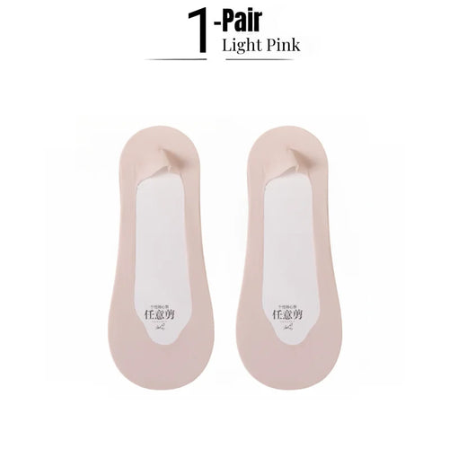 1/5 Pairs Women's No Show Socks, Ice Silk Invisible Anti-Slip