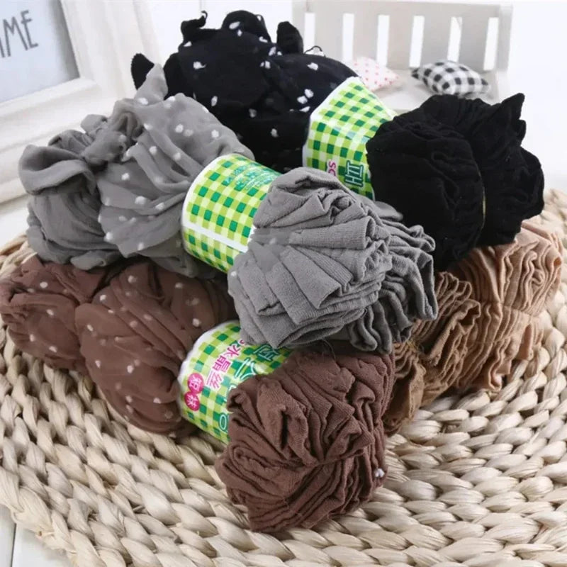 Women's Silk Summer Socks Transparent Dot Lace Short - Breathable