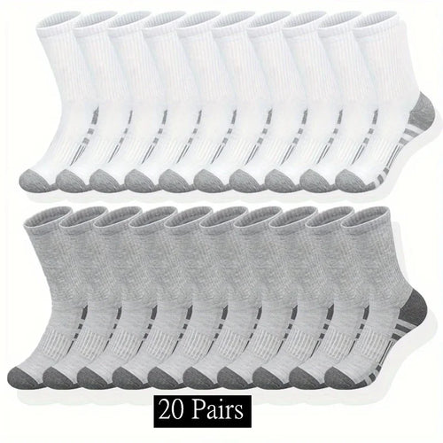 10/20/30 Pairs Men's Classic Crew Socks Unisex Sports Socks for Men