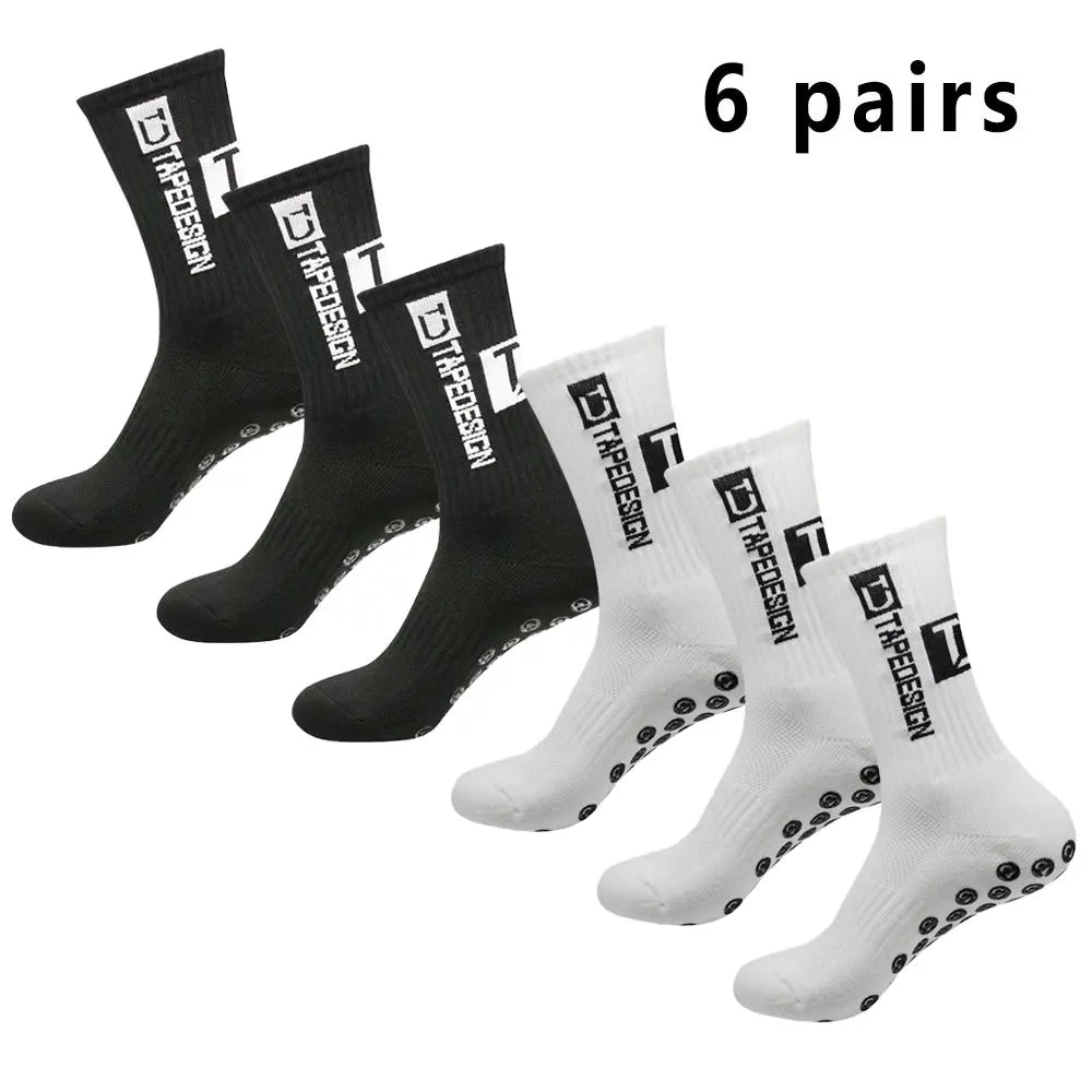 6 pairs of football socks sports socks men's mid-calf socks silicone