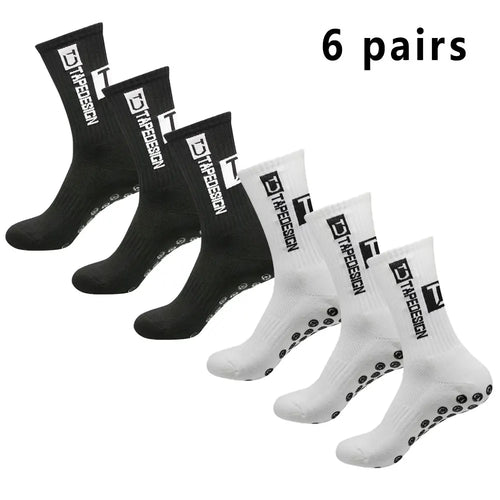 6 pairs of football socks sports socks men's mid-calf socks silicone