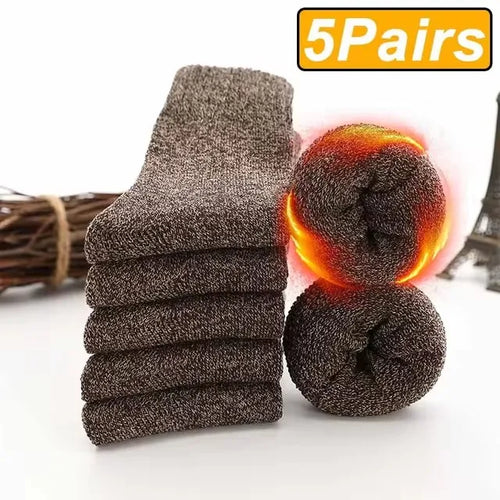 5 Pairs Autumn Winter Men Thicken Wool Socks Women Towel Keep Warm