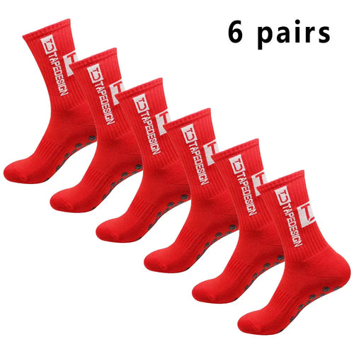 6 pairs of football socks sports socks men's mid-calf socks silicone