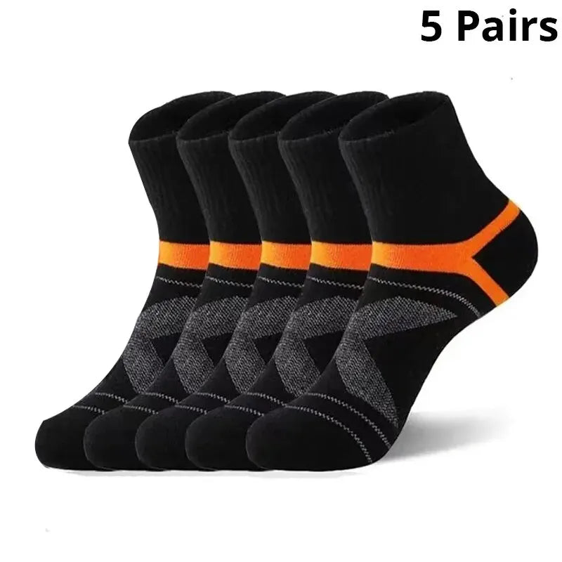 5 Pairs Lot Men's Socks Black Sports Socks Casual Run Autumn Winter