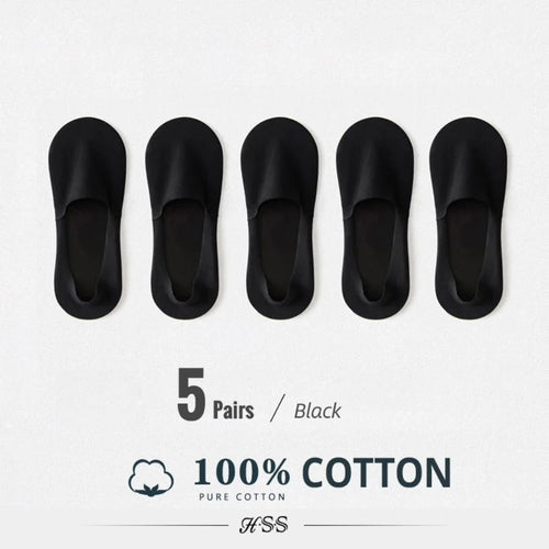 HSS 5 Pairs/Lot Men's Boat Socks 100% Cotton Deodorant Sweat