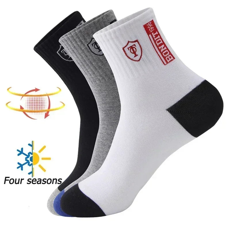 10pairs Breathable Cotton Sports Stockings Men Bamboo Fiber Autumn and