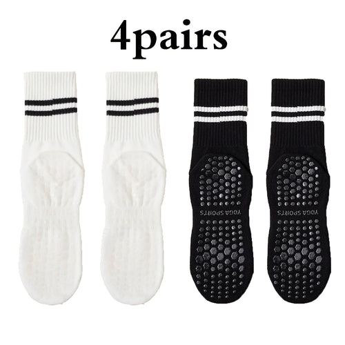 1 pair of yoga socks, medium tube socks, non slip silicone indoor