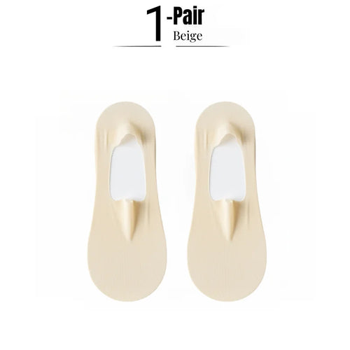 1/5 Pairs Women's No Show Socks, Ice Silk Invisible Anti-Slip